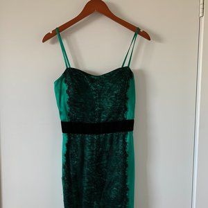 Spaghetti Strap Mini Dress in green color